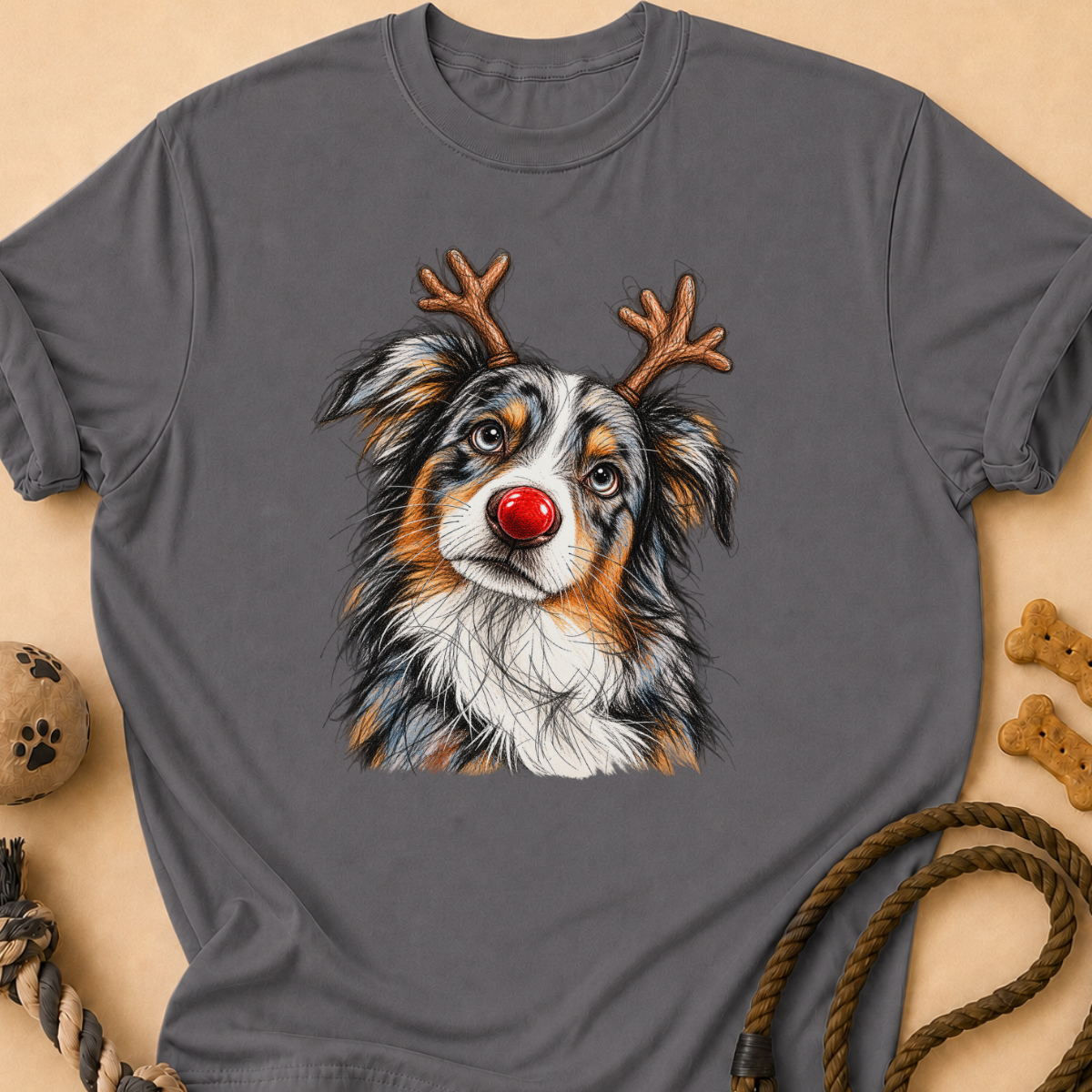 Blue Merle Reindeer Aussie T-Shirt