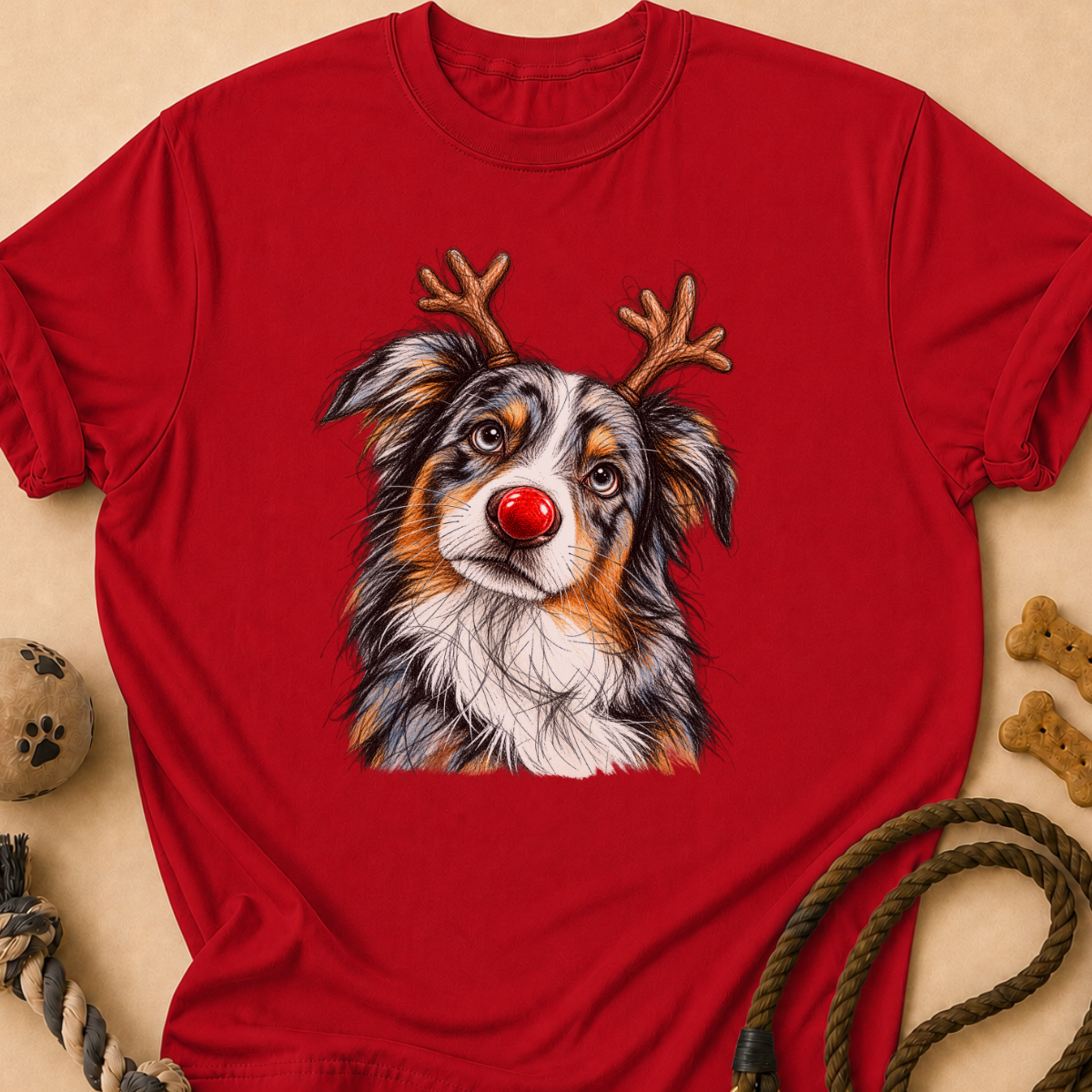 Blue Merle Reindeer Aussie T-Shirt