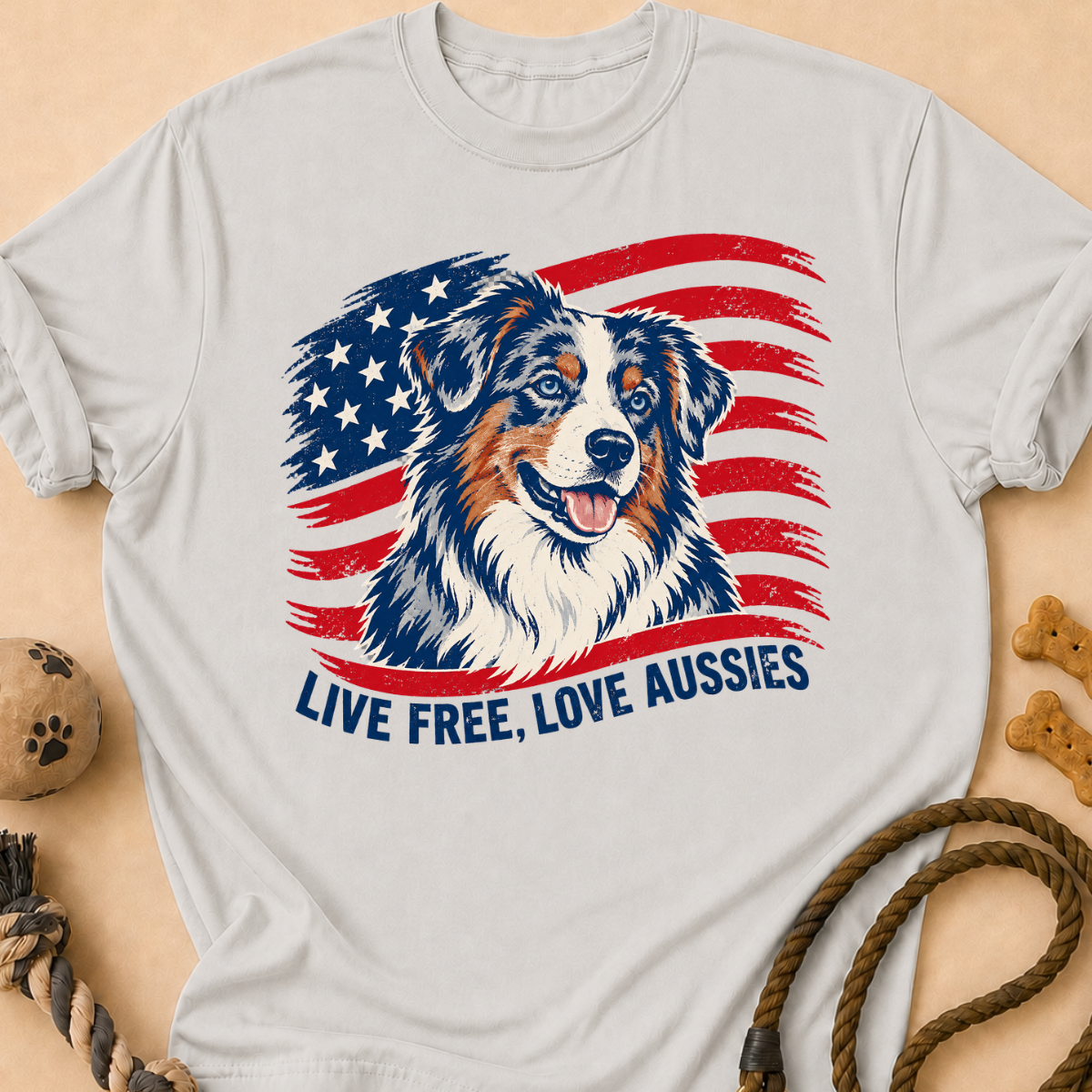 Live Free Flag Aussie T-Shirt