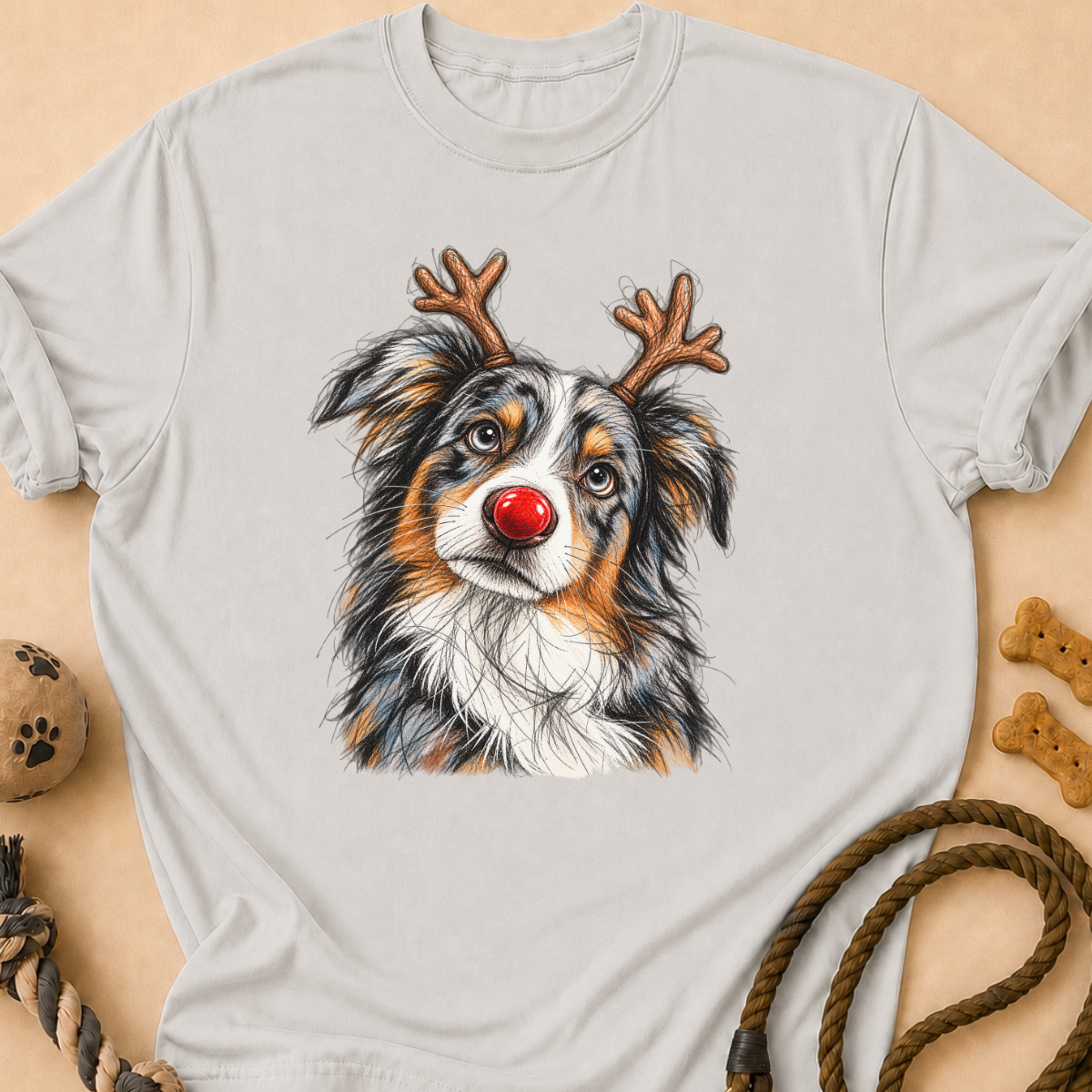 Blue Merle Reindeer Aussie T-Shirt