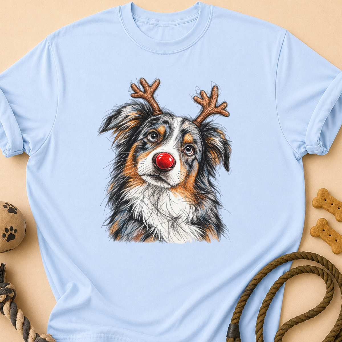 Blue Merle Reindeer Aussie T-Shirt