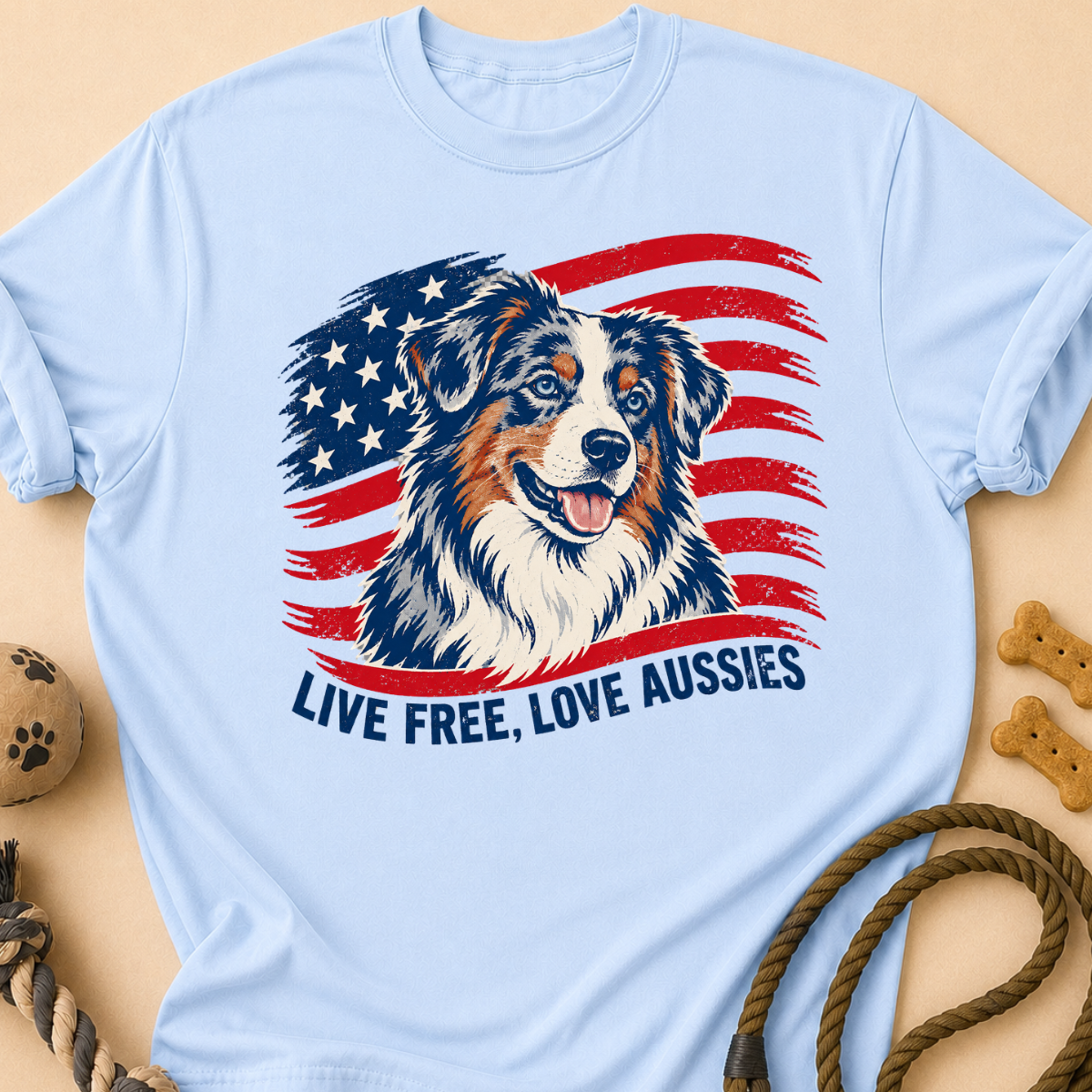 Live Free Flag Aussie T-Shirt