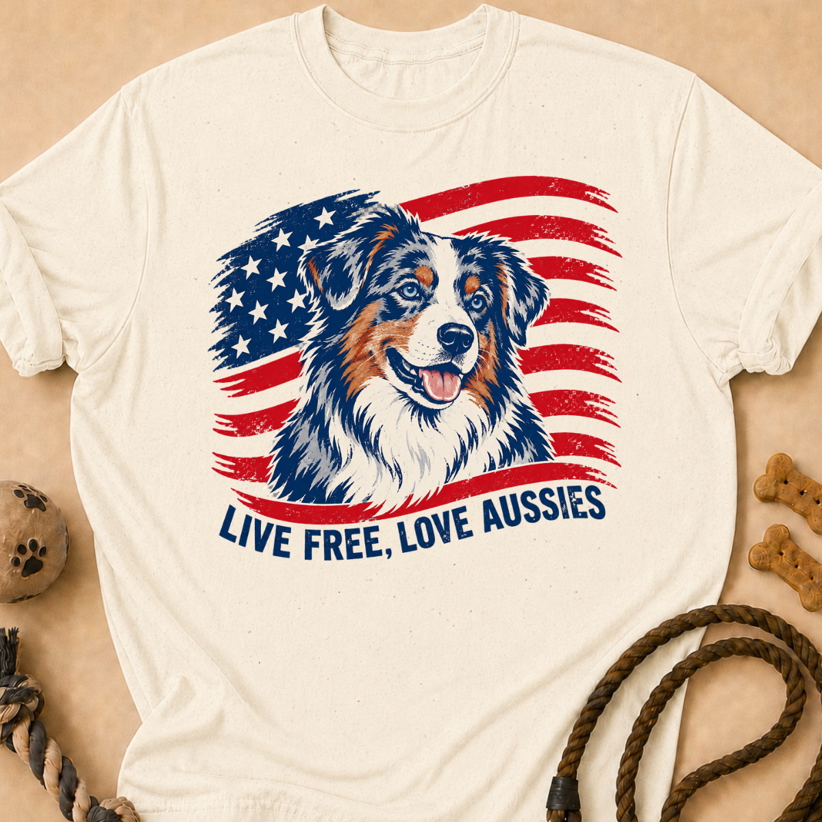 Live Free Flag Aussie T-Shirt