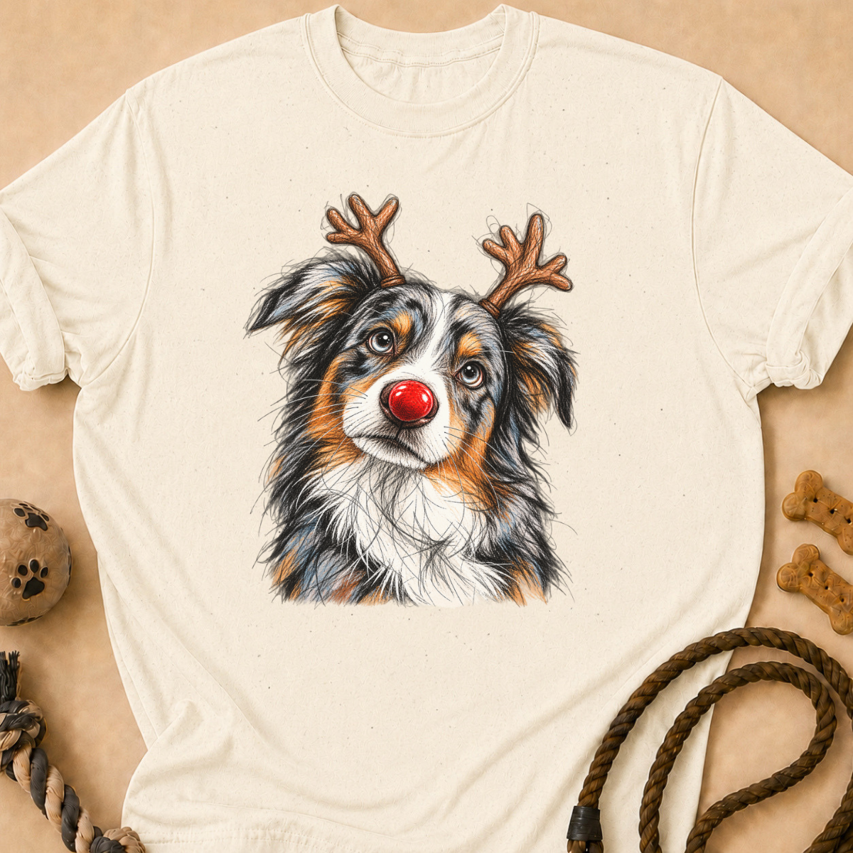Blue Merle Reindeer Aussie T-Shirt