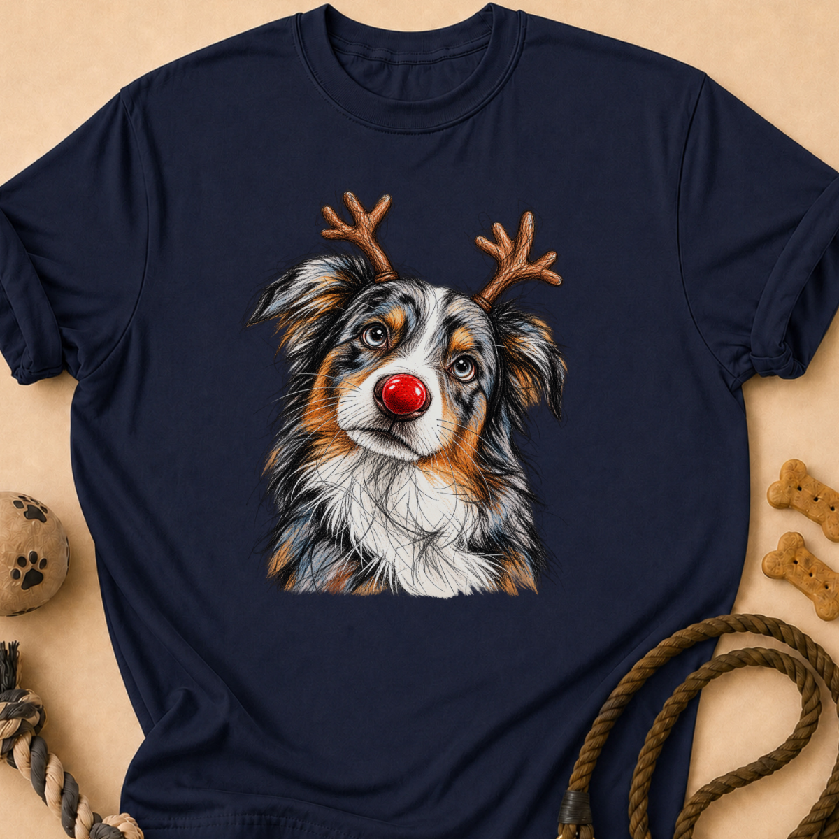 Blue Merle Reindeer Aussie T-Shirt