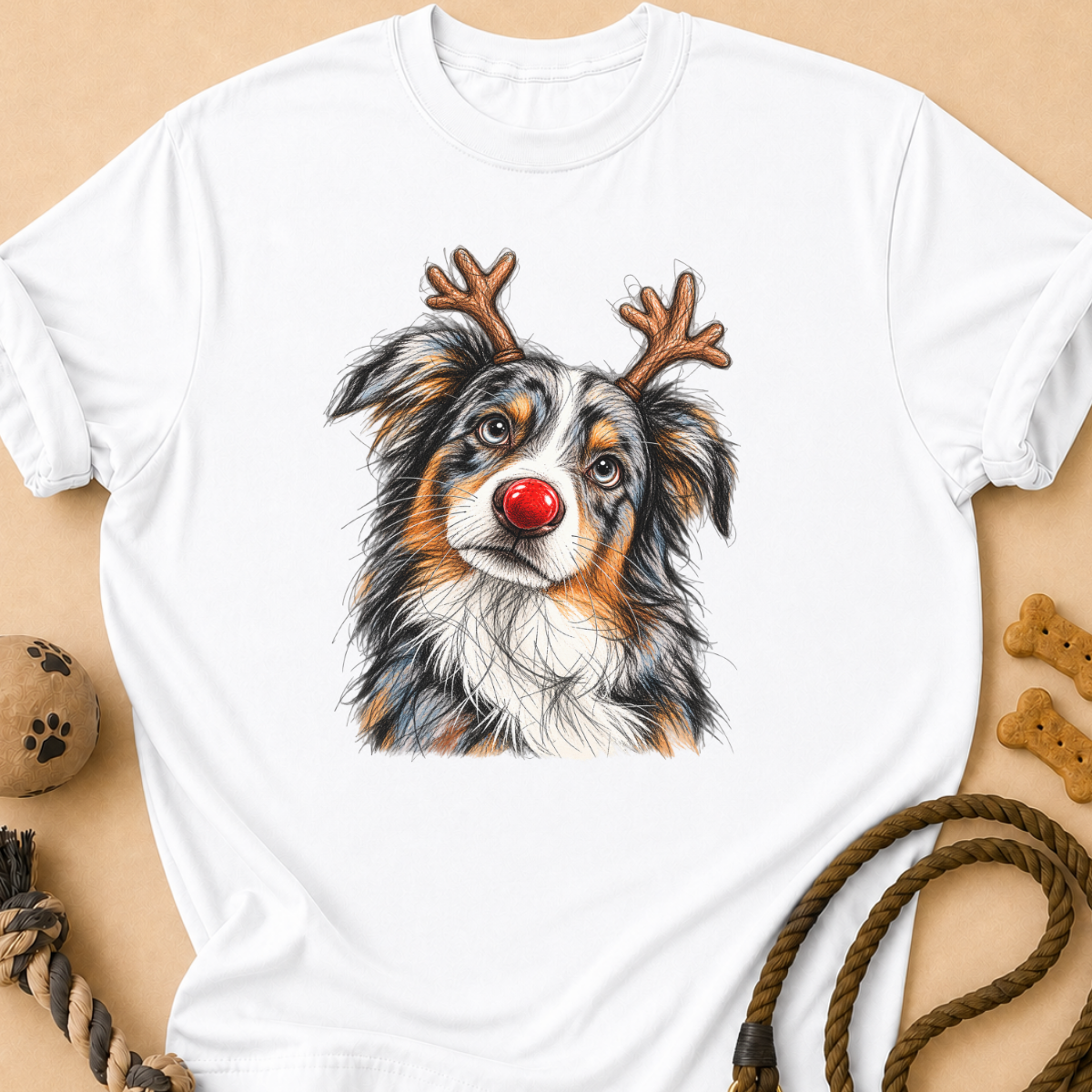 Blue Merle Reindeer Aussie T-Shirt