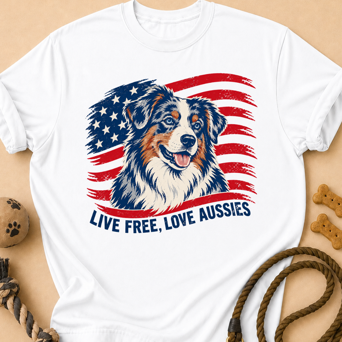 Live Free Flag Aussie T-Shirt